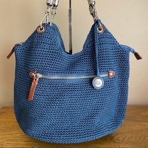 The Sak Indio Crochet Blue Satchel Bag